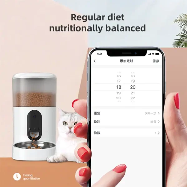 DU4L-Y DU6L-Y 4L-6L大容量透明桶摄像机监视器智能宠物狗猫喂食器 - 图片 3