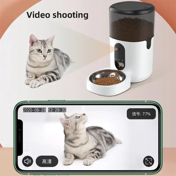 DU4L-Y DU6L-Y 4L-6L大容量透明桶摄像机监视器智能宠物狗猫喂食器 - 图片 4