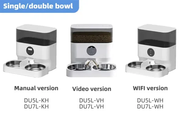 DU5L-H DU7L-H 5L 7L大容量双不锈钢食品碗智能宠物喂食器 - 图片 6