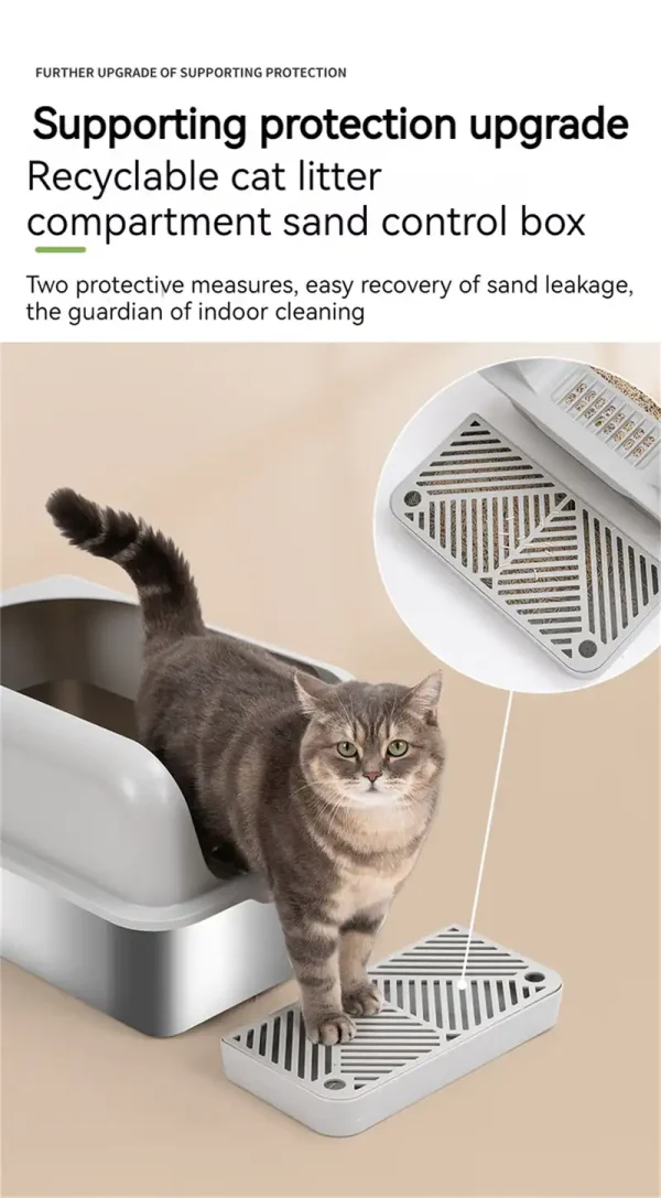 20L易清洗不锈钢猫砂盆箱勺和踏板 - 图片 6